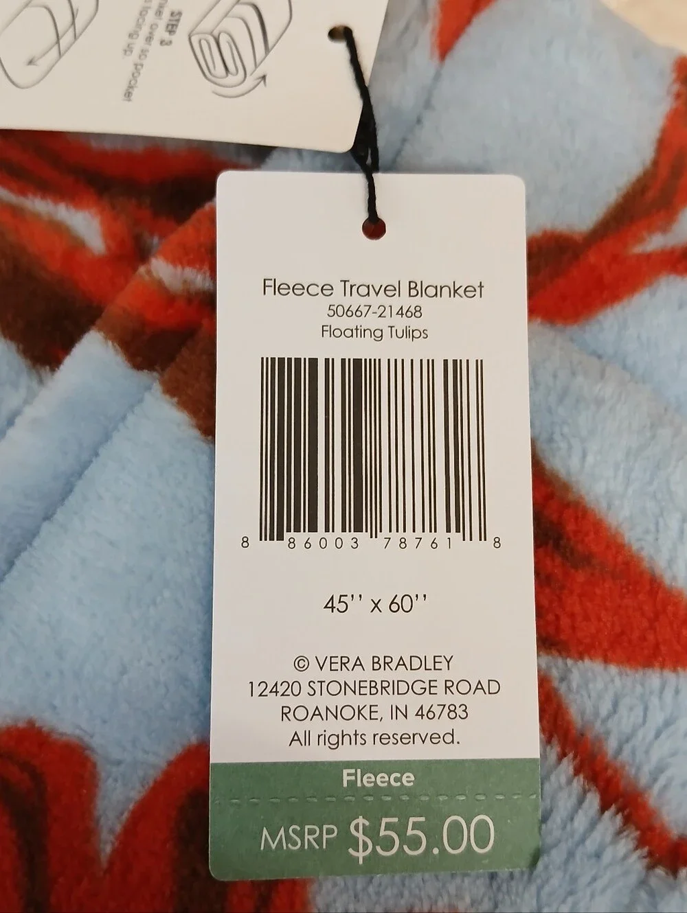 Vera Bradley fleece travel blanket Floating Tulips